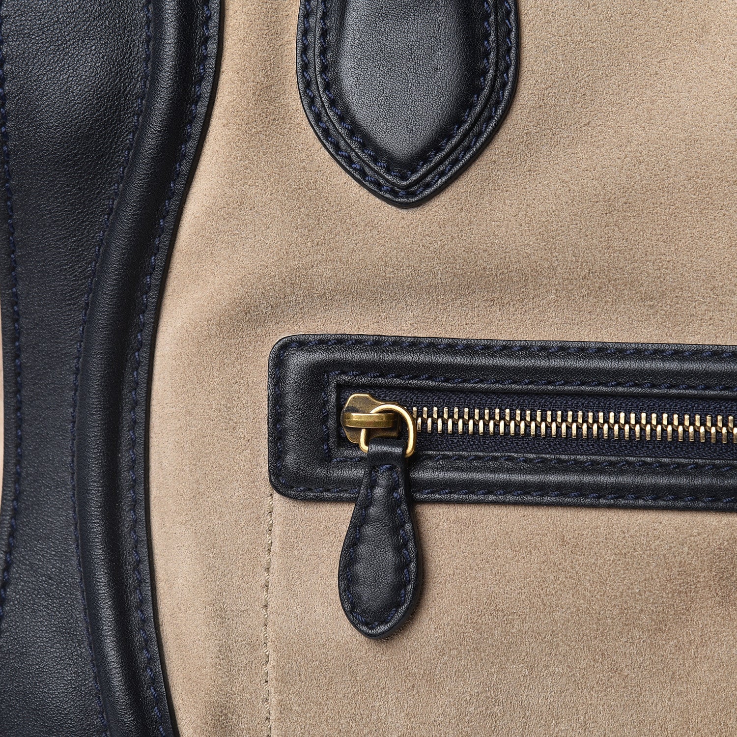 Celine Smooth Calfskin Suede Mini Bi-Color Luggage Navy Dune 15 of 16
