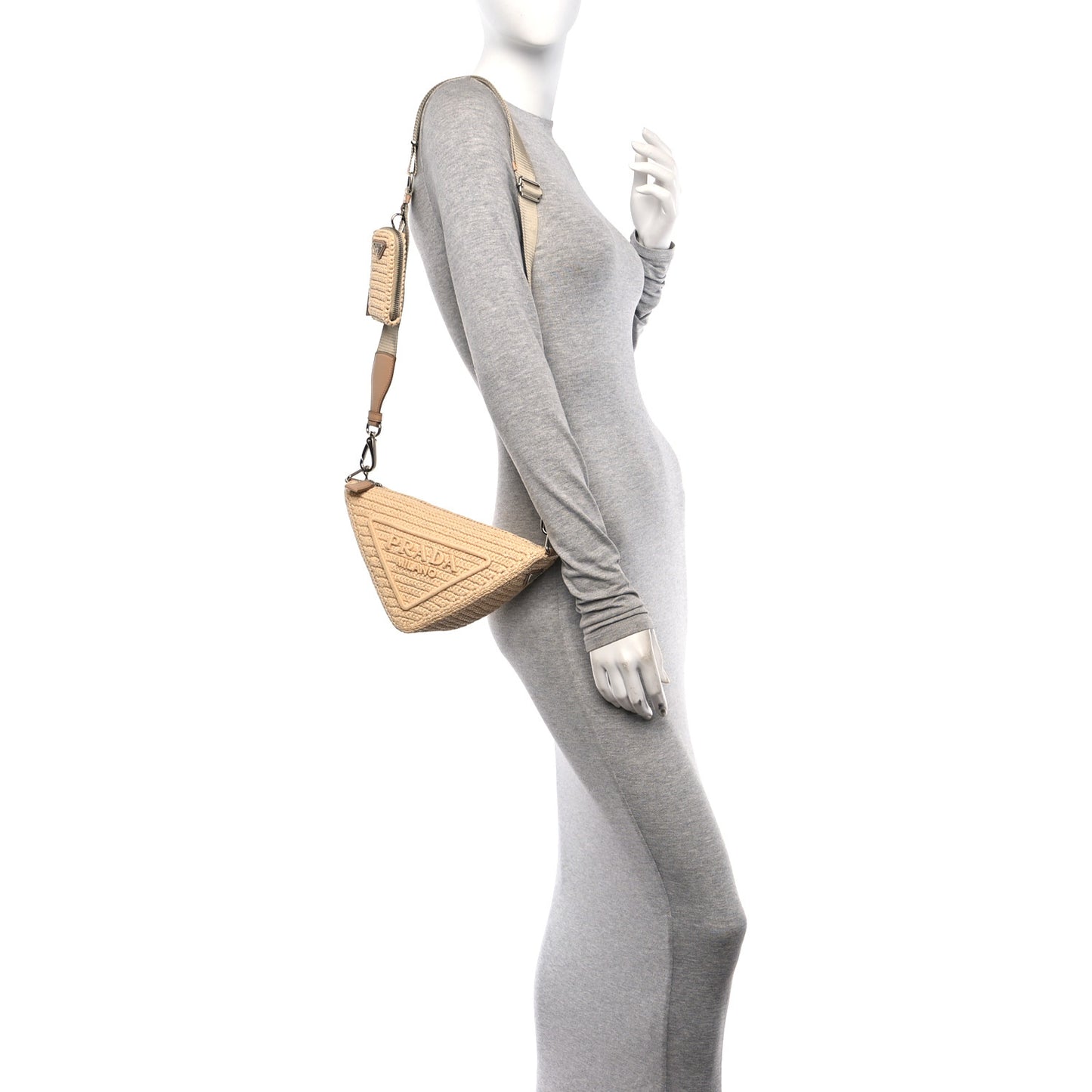 Yarn Raffia Effect Crochet Triangle Shoulder Bag Naturale