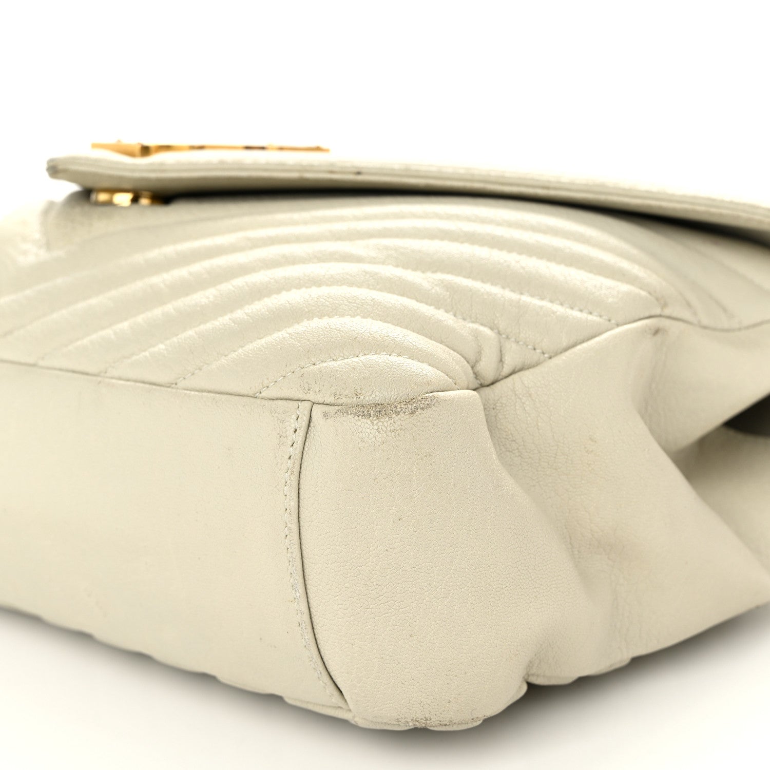 Saint Laurent Sheepskin Matelasse Chevron Monogram Large College Satchel Cream Soft 10 of 21