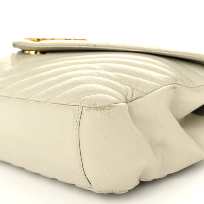 Saint Laurent Sheepskin Matelasse Chevron Monogram Large College Satchel Cream Soft 10 of 21