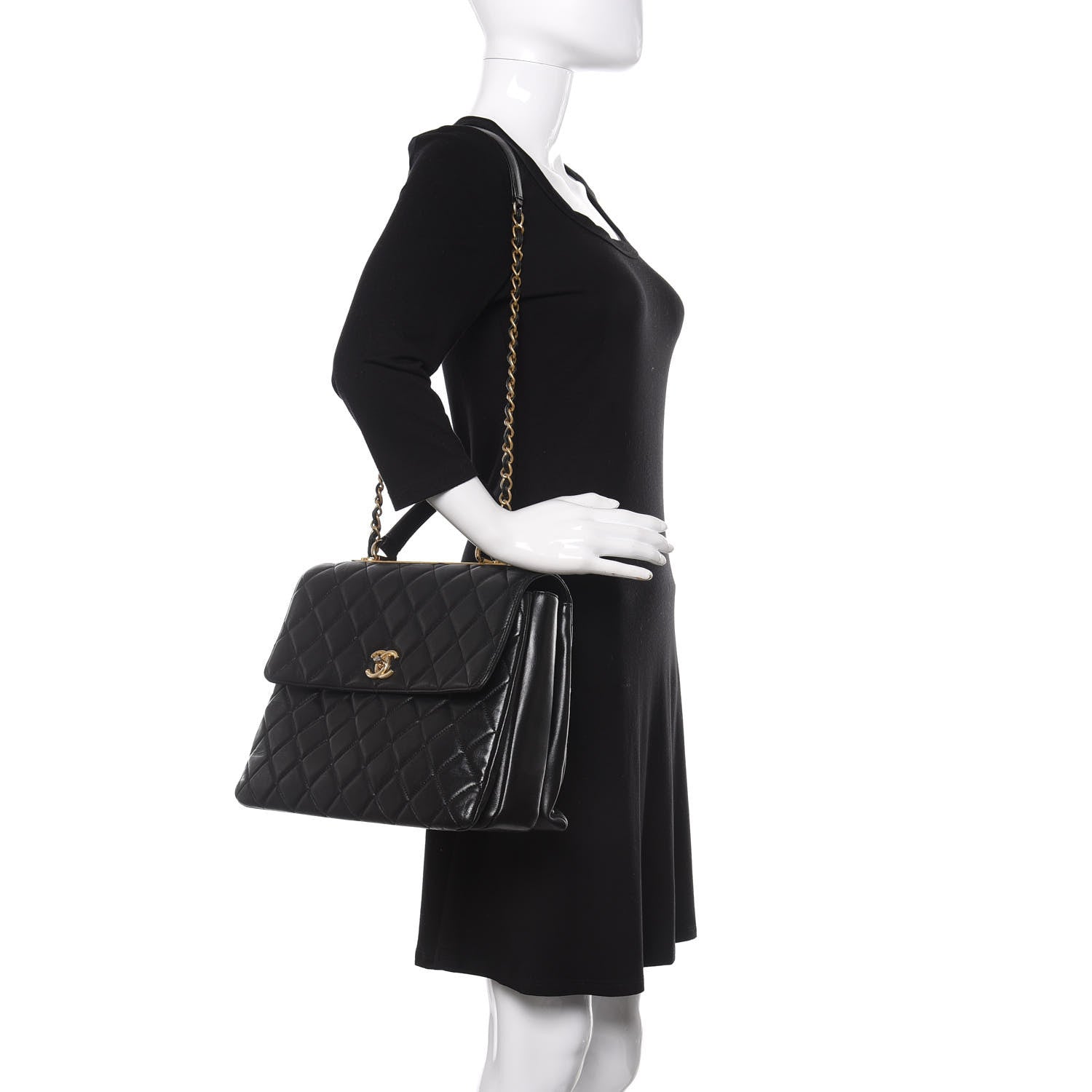 Chanel Lambskin Quilted Large Trendy CC Dual Handle Flap Bag Black 3 of 22