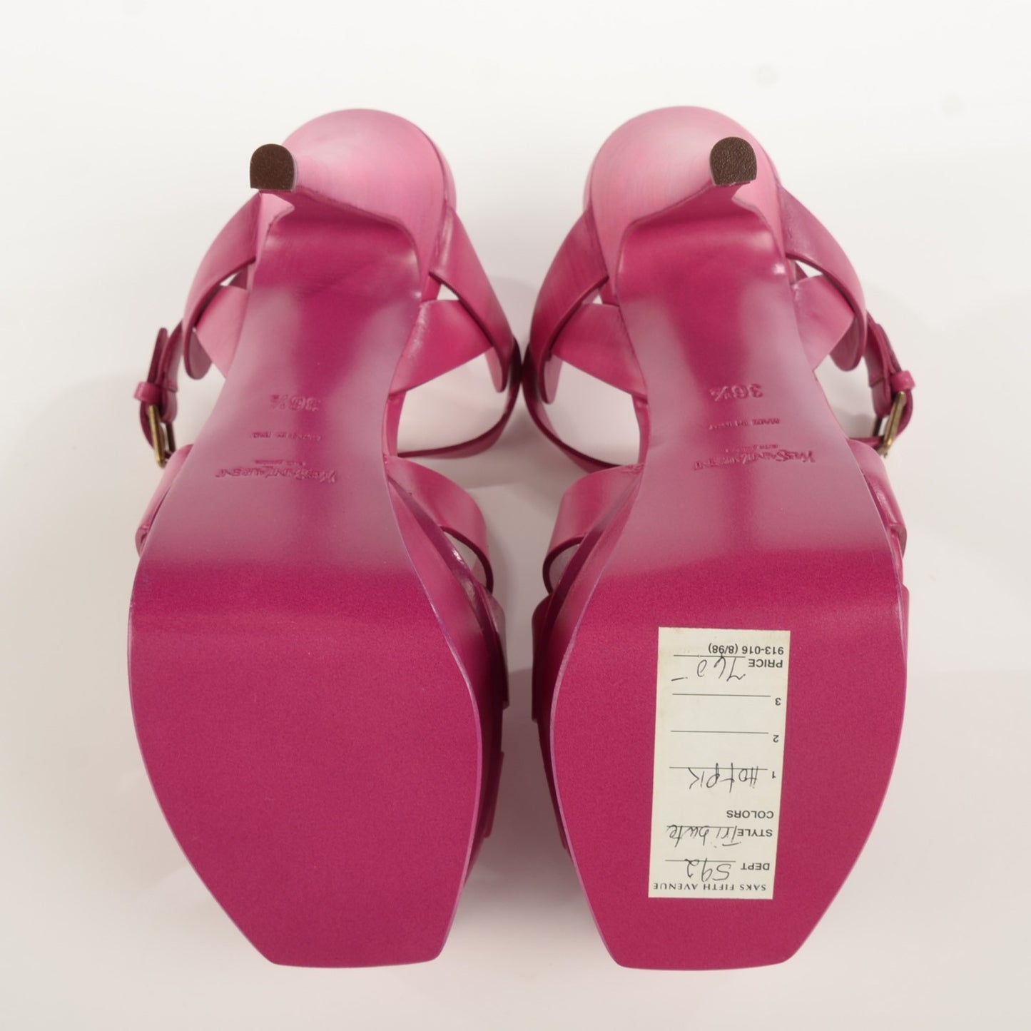 Calfskin Tribute 105 Platform Sandals 36.5 Cuoio Paint Fuxia Fuchsia