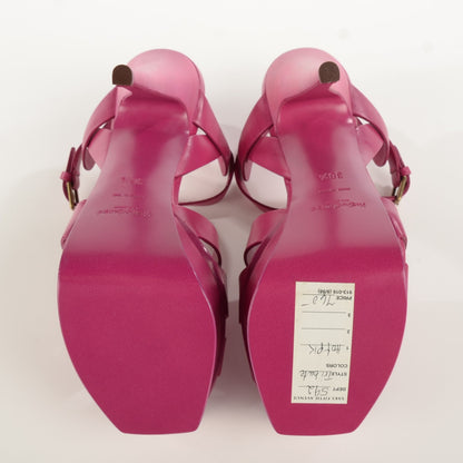 Saint Laurent Calfskin Tribute 105 Platform Sandals 36.5 Cuoio Paint Fuxia Fuchsia 5 of 8