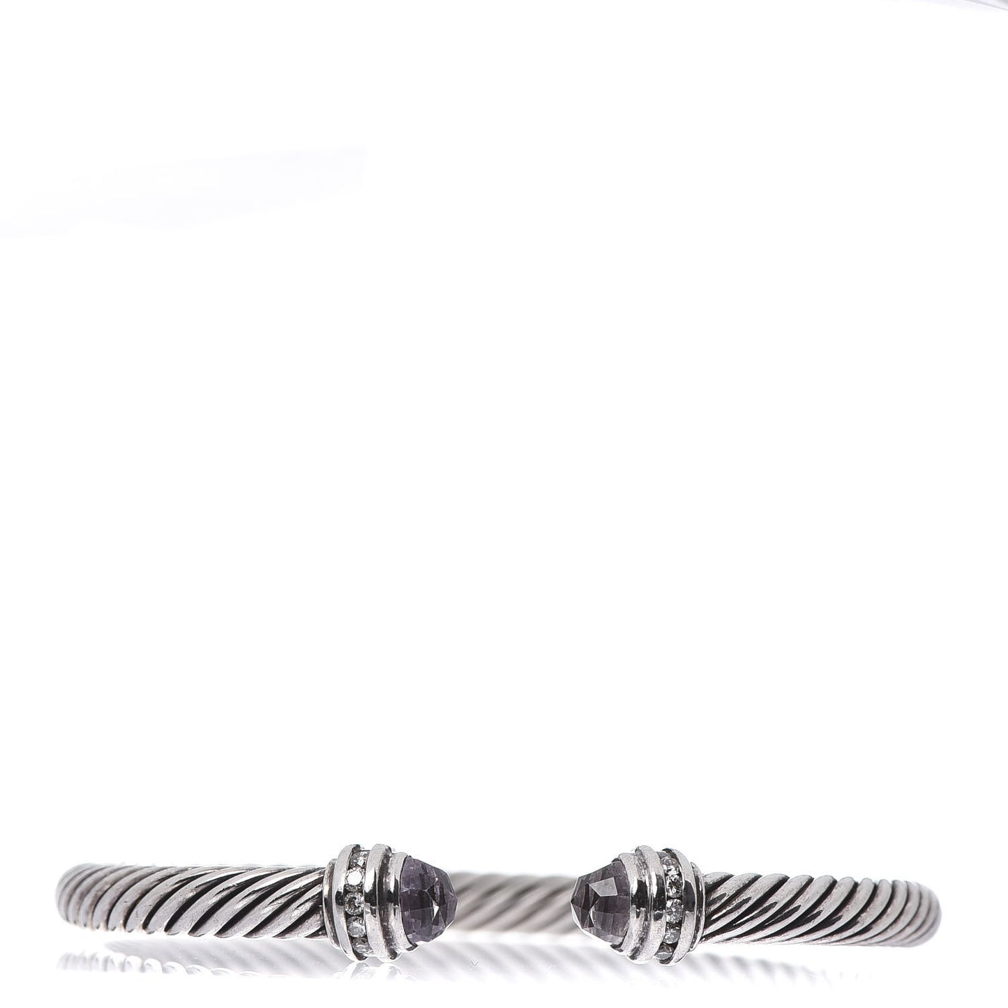 Sterling Silver Diamond Amethyst 5mm Cable Classics Princess Bracelet