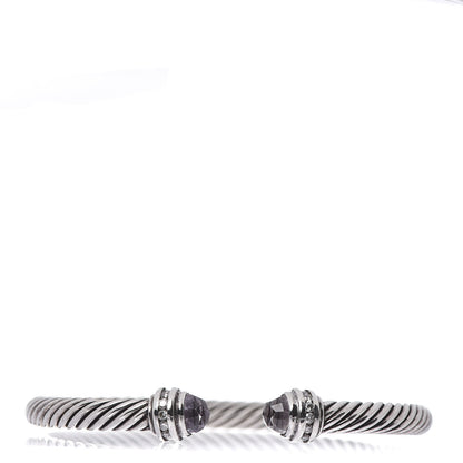 David Yurman Sterling Silver Diamond Amethyst 5mm Cable Classics Princess Bracelet 1 of 4
