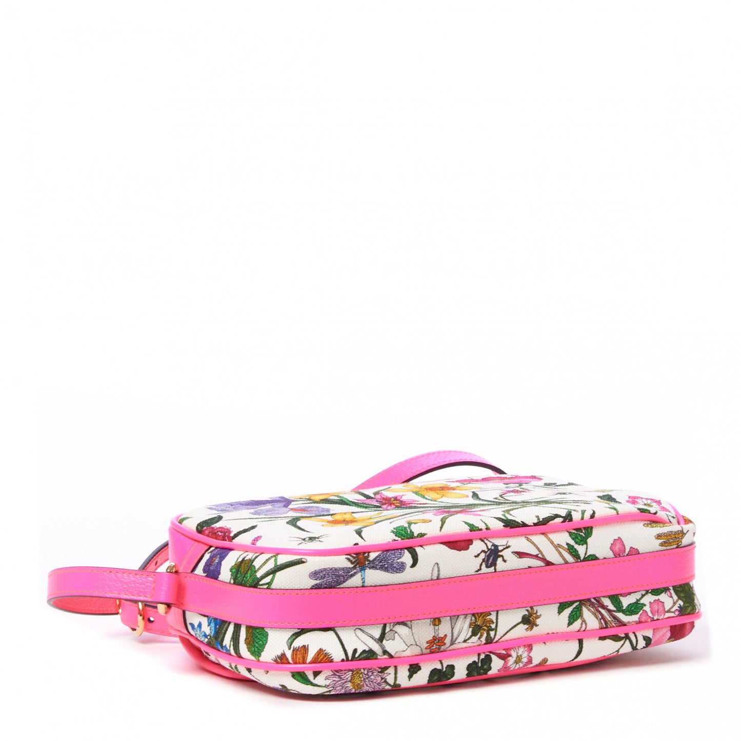 Canvas Flora Floral Shoulder Bag White Fuchsia Fluo