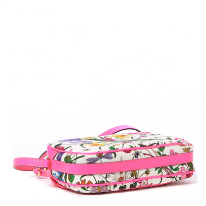 Gucci Canvas Flora Floral Shoulder Bag White Fuchsia Fluo 3 of 8