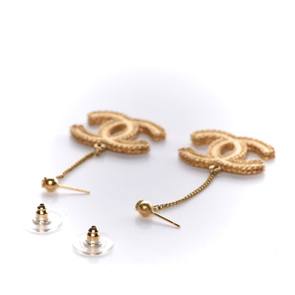 Chanel CC Drop Earrings Matte Gold 4 of 5