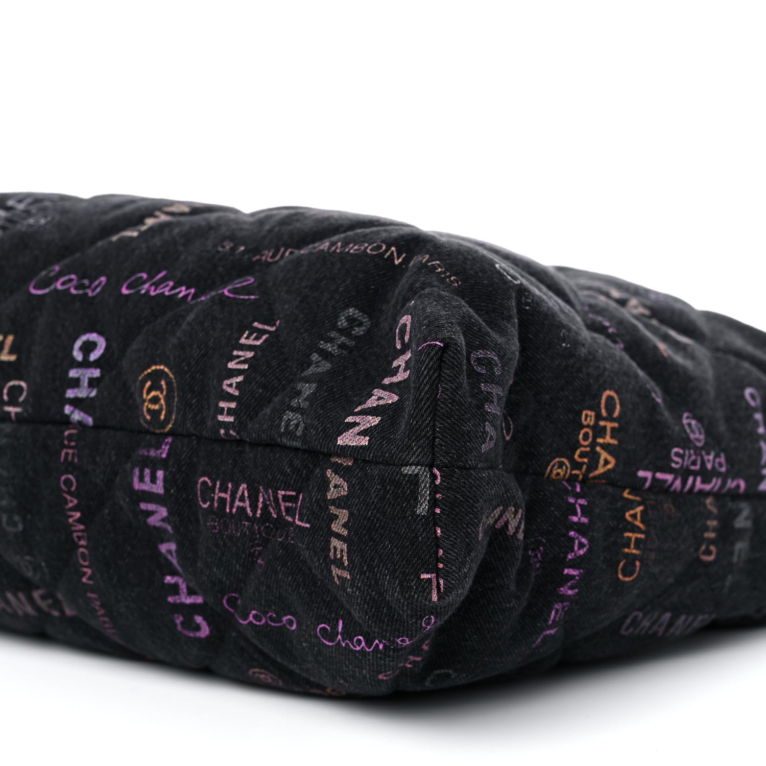 Chanel Denim Quilted Denim Mood Maxi Shopping Bag Black Multicolor 8 of 10