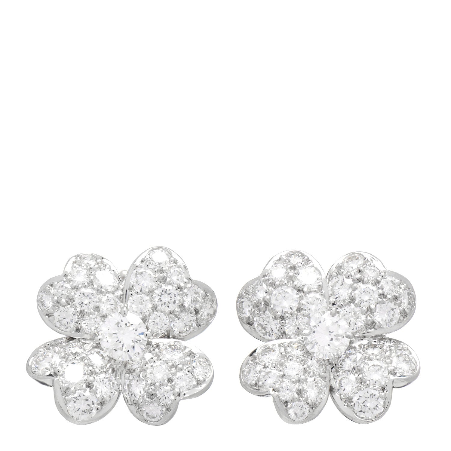 Van Cleef & Arpels Platinum Diamond Small Cosmos Clip-On Earrings 1 of 4