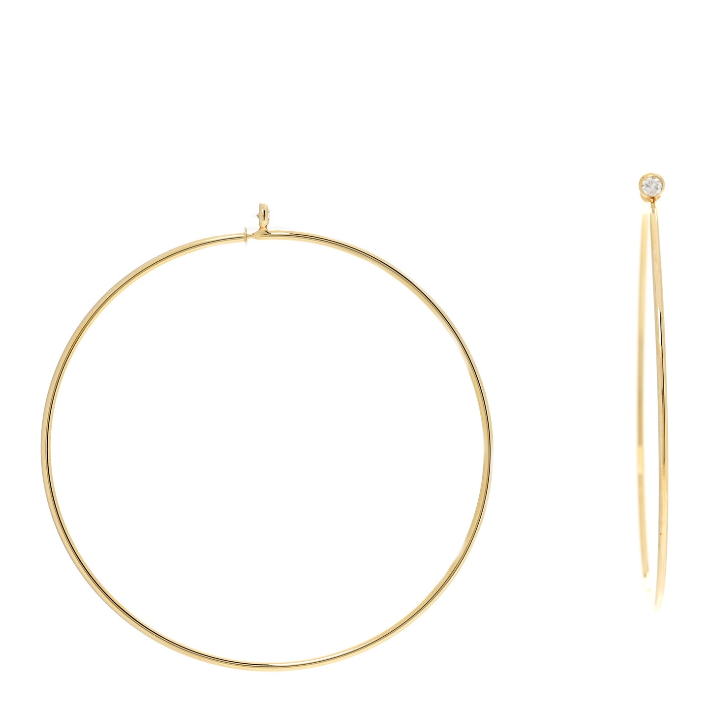 18K Yellow Gold Diamond Large Elsa Peretti Hoop Earrings