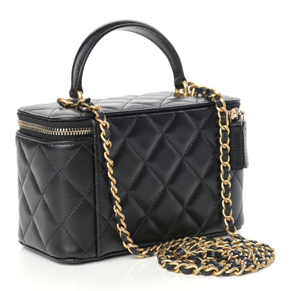 Chanel Lambskin Quilted Small Top Handle Vanity Case With Chain Black 3 of 9