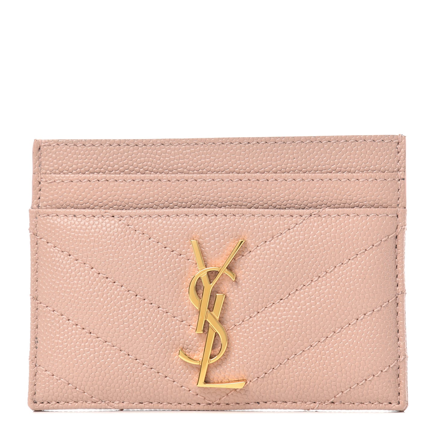 Grain De Poudre Matelasse Chevron Monogram Credit Card Case Pale Blush