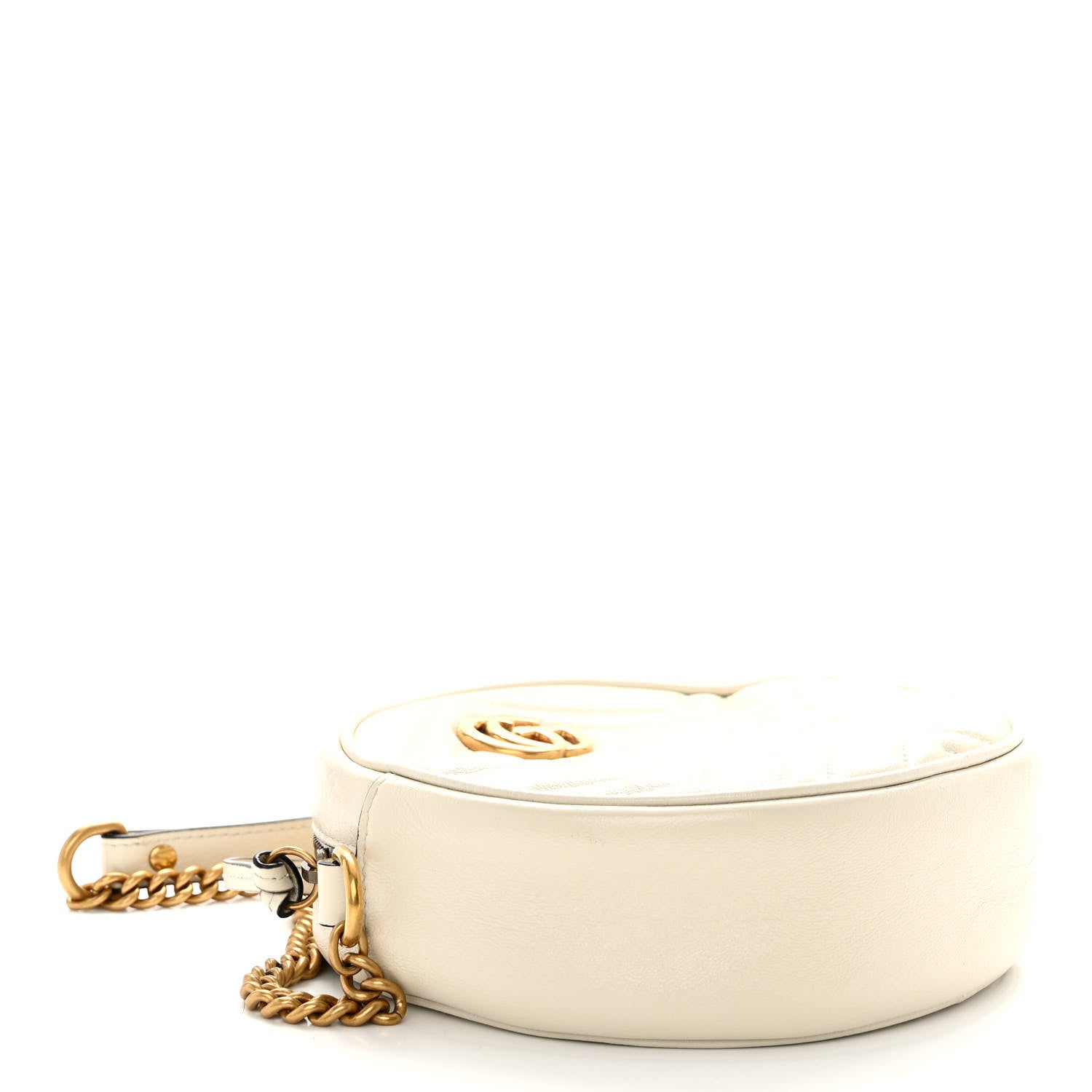 Gucci Calfskin Matelasse Mini GG Marmont Round Shoulder Bag White 4 of 11