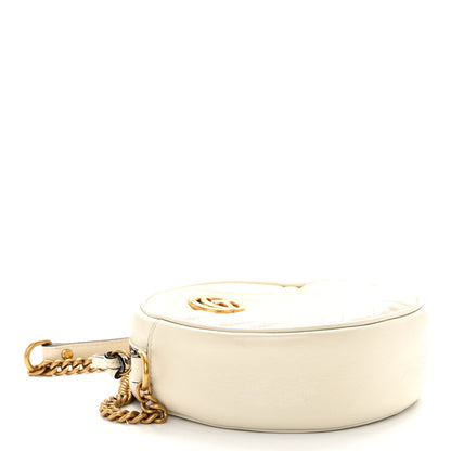 Gucci Calfskin Matelasse Mini GG Marmont Round Shoulder Bag White 4 of 11