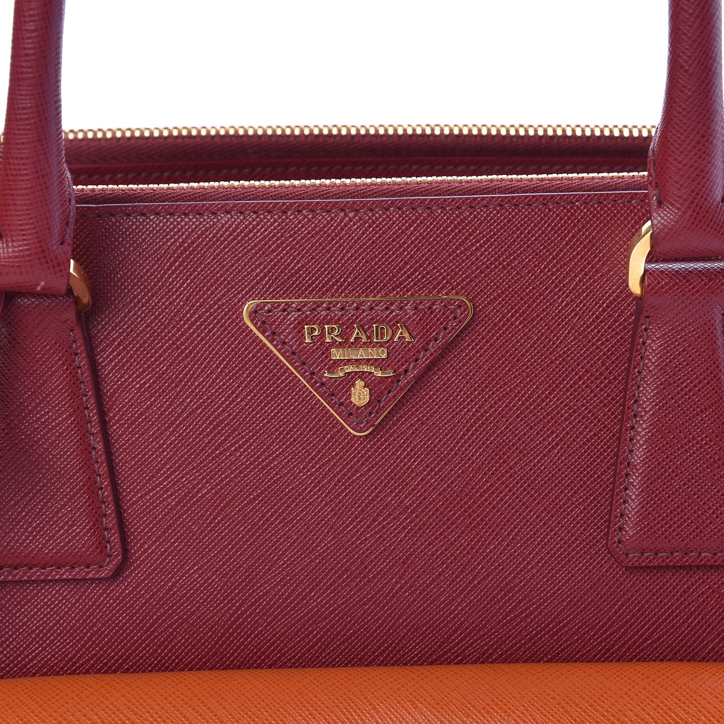 Saffiano Lux Galleria Front Pocket Tote Cerise Papaya