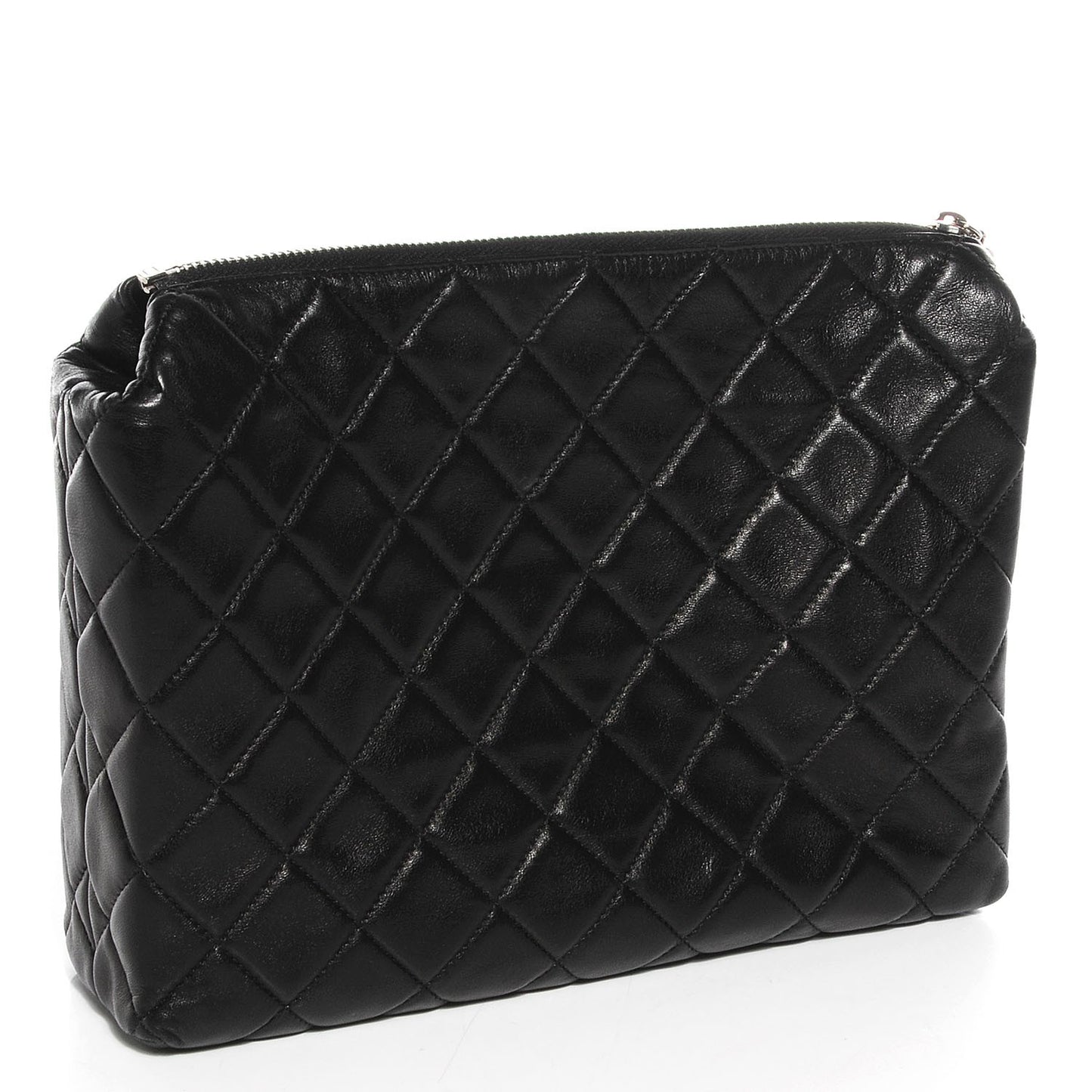 Lambskin Quilted Medium Cosmetic Case Black