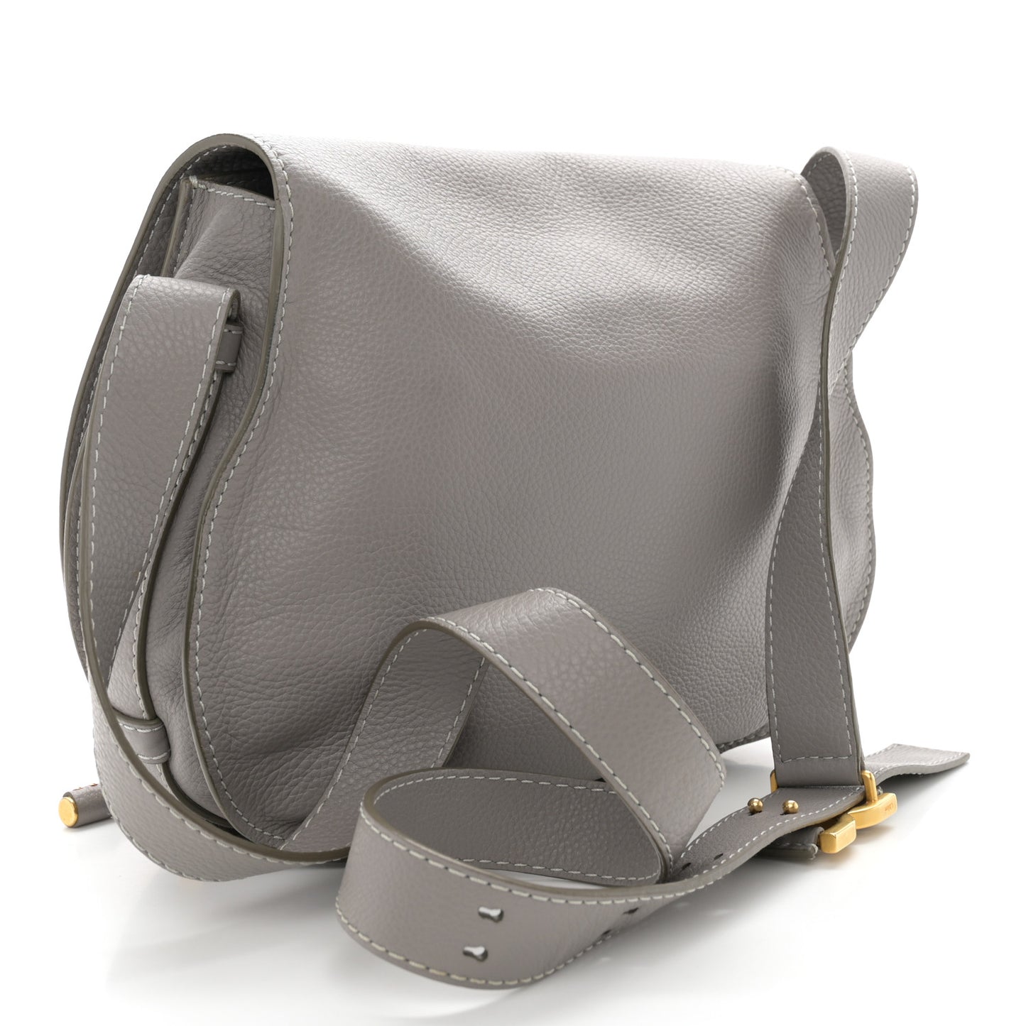 Calfskin Medium Marcie Round Crossbody Bag Cashmere Grey