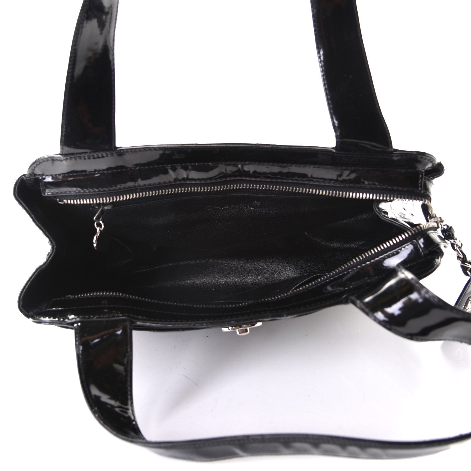 Chanel Patent Quilted Shoulder Bag Black 4 of 6