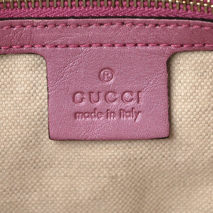 Gucci Metallic Soft Guccissima Heart Bit Charm Top Handle Tote Fresia Rose 6 of 12