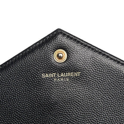 Saint Laurent Grain De Poudre Matelasse Chevron Monogram Chain Wallet Black 7 of 13