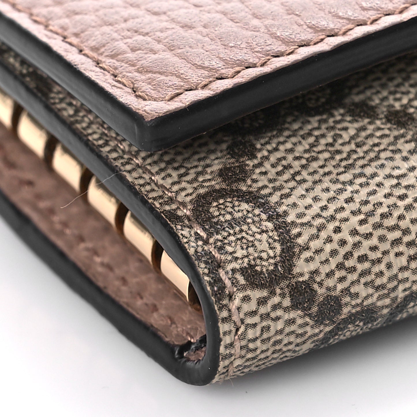 Dollar Calfskin GG Supreme Monogram GG Marmont 6 Key Holder Case Porcelain Rose Beige Ebony