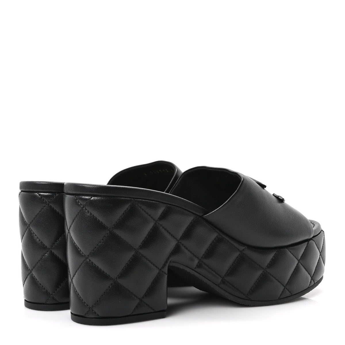 Chanel Lambskin Quilted CC Platform Mules 38.5 Black 5 of 10