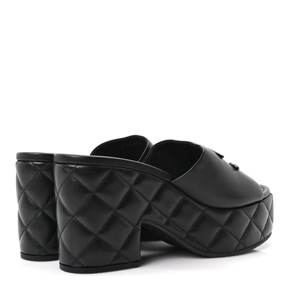 Chanel Lambskin Quilted CC Platform Mules 38.5 Black 5 of 10