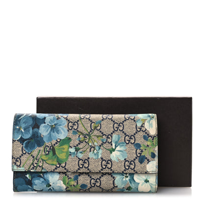 Gucci GG Supreme Monogram Blooms Continental Wallet Blue 9 of 9