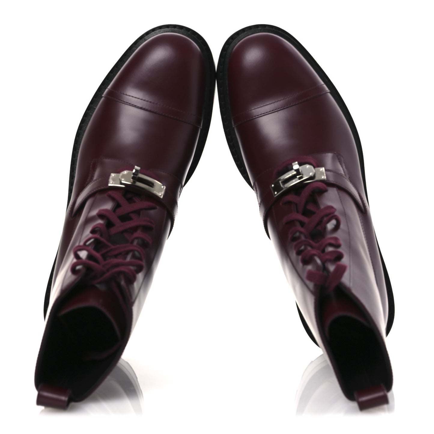 Glossed Calfskin Funk Ankle Boots 38 Rouge H