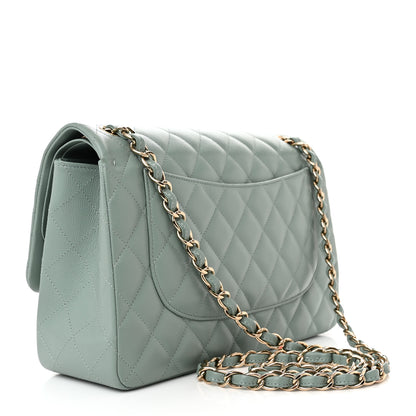 Chanel Caviar Quilted Jumbo Double Flap Dark Green 3 of 11