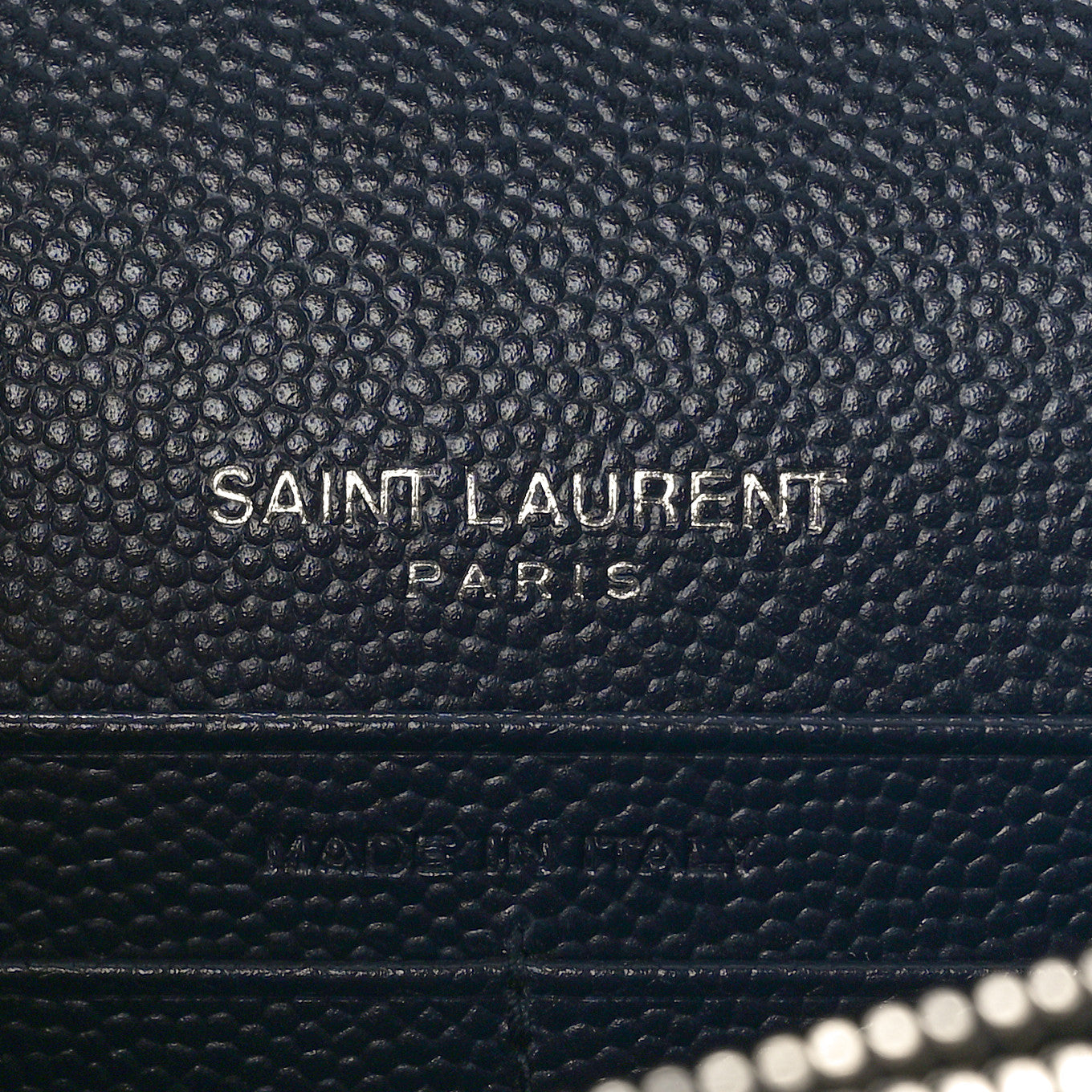 Grain De Poudre Matelasse Chevron Monogram Envelope Chain Wallet Navy