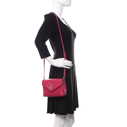 Saint Laurent Calfskin Y Quilted Monogram Toy Loulou Crossbody Bag Freesia 2 of 10