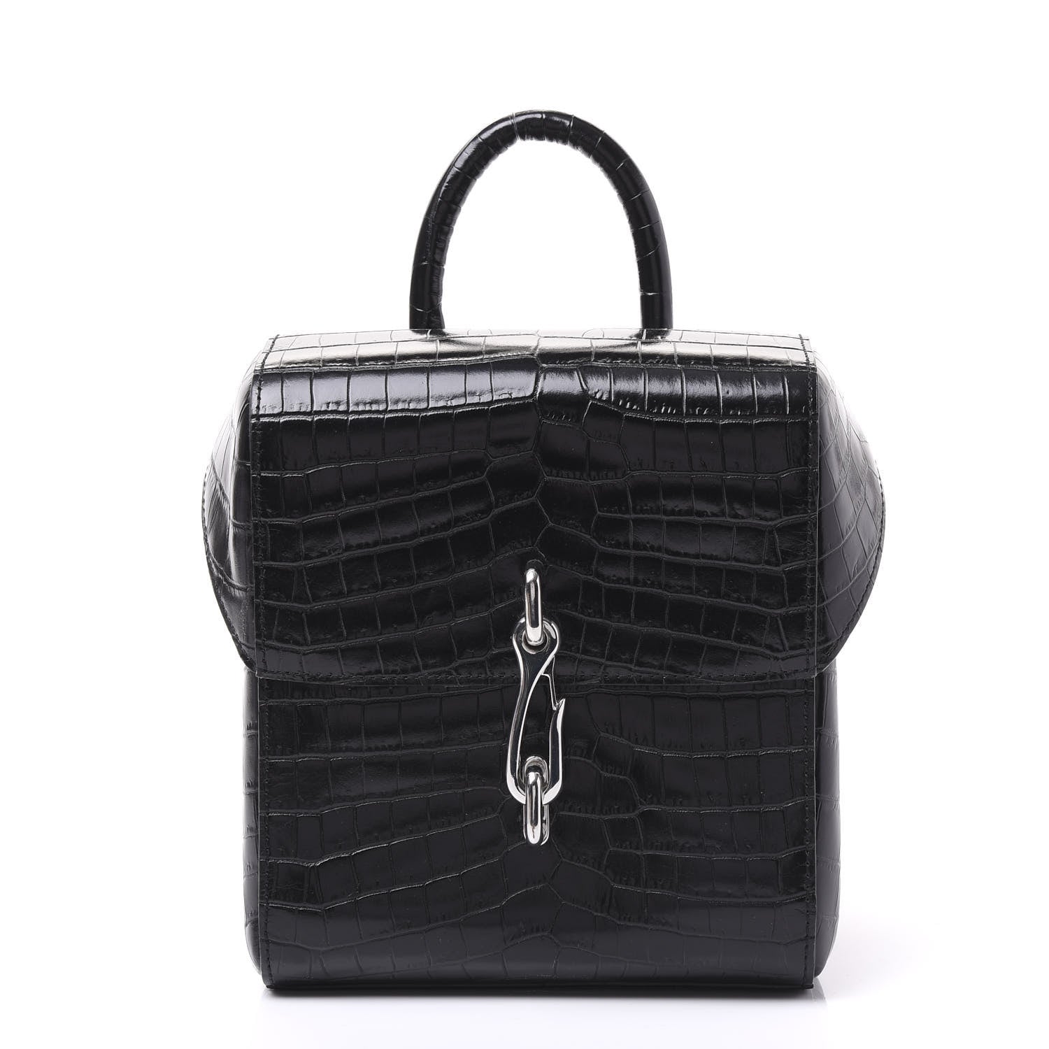 Alexander Wang Crocodile Embossed Calfskin Mini Hook Backpack Black 1 of 9