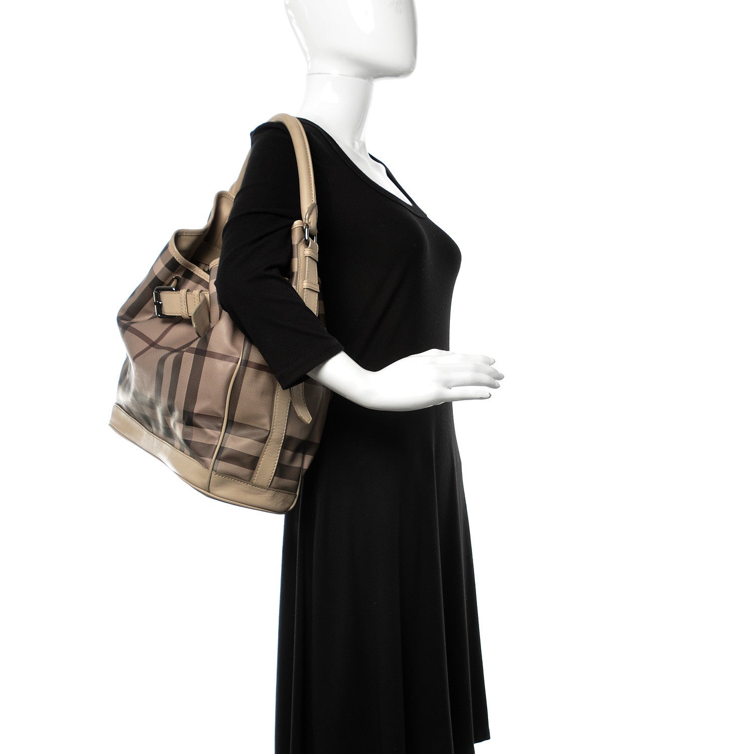 Burberry Smoked Check Medium Walden Belted Hobo Trench 2 of 17
