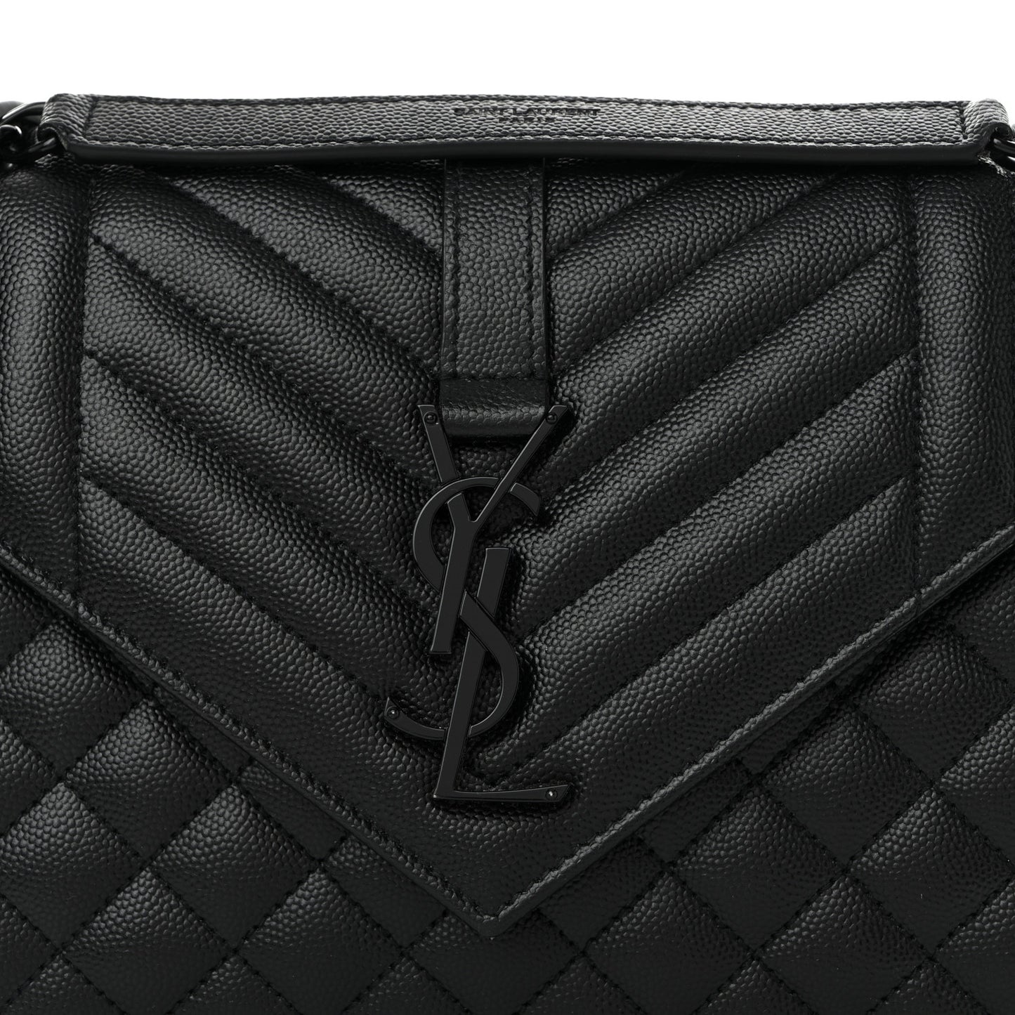 Grain De Poudre Textured Mixed Matelasse Triquilt Medium Monogram Monochrome Satchel Black