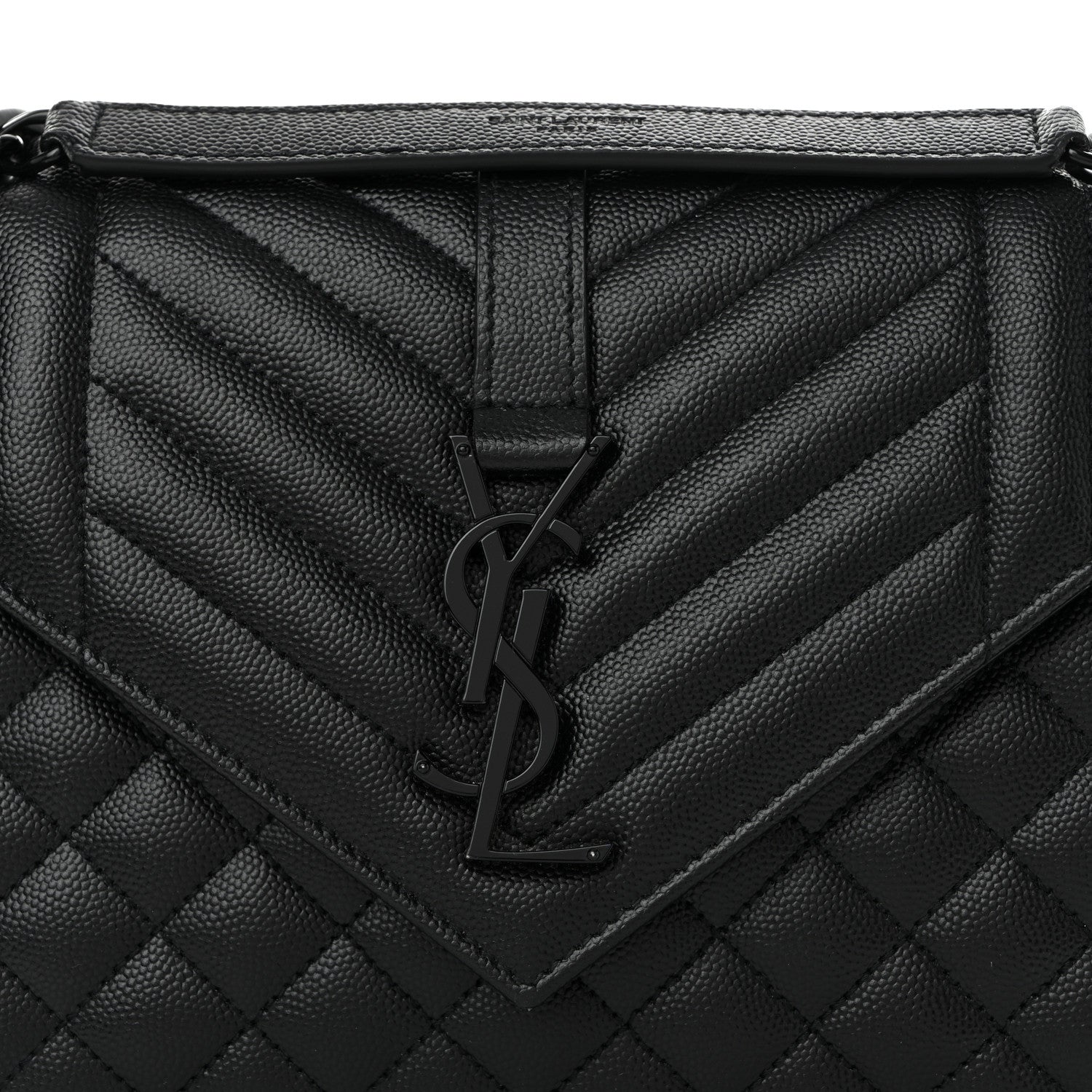 Saint Laurent Grain De Poudre Textured Mixed Matelasse Triquilt Medium Monogram Monochrome Satchel Black 8 of 10