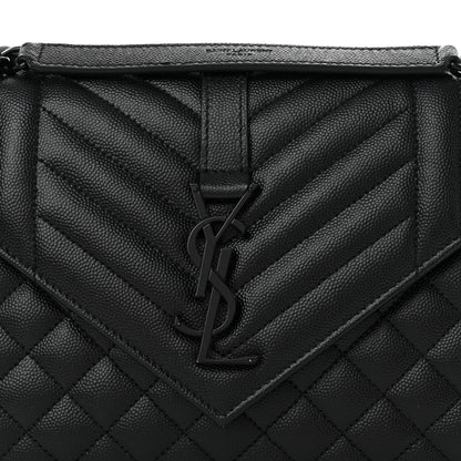 Saint Laurent Grain De Poudre Textured Mixed Matelasse Triquilt Medium Monogram Monochrome Satchel Black 8 of 10