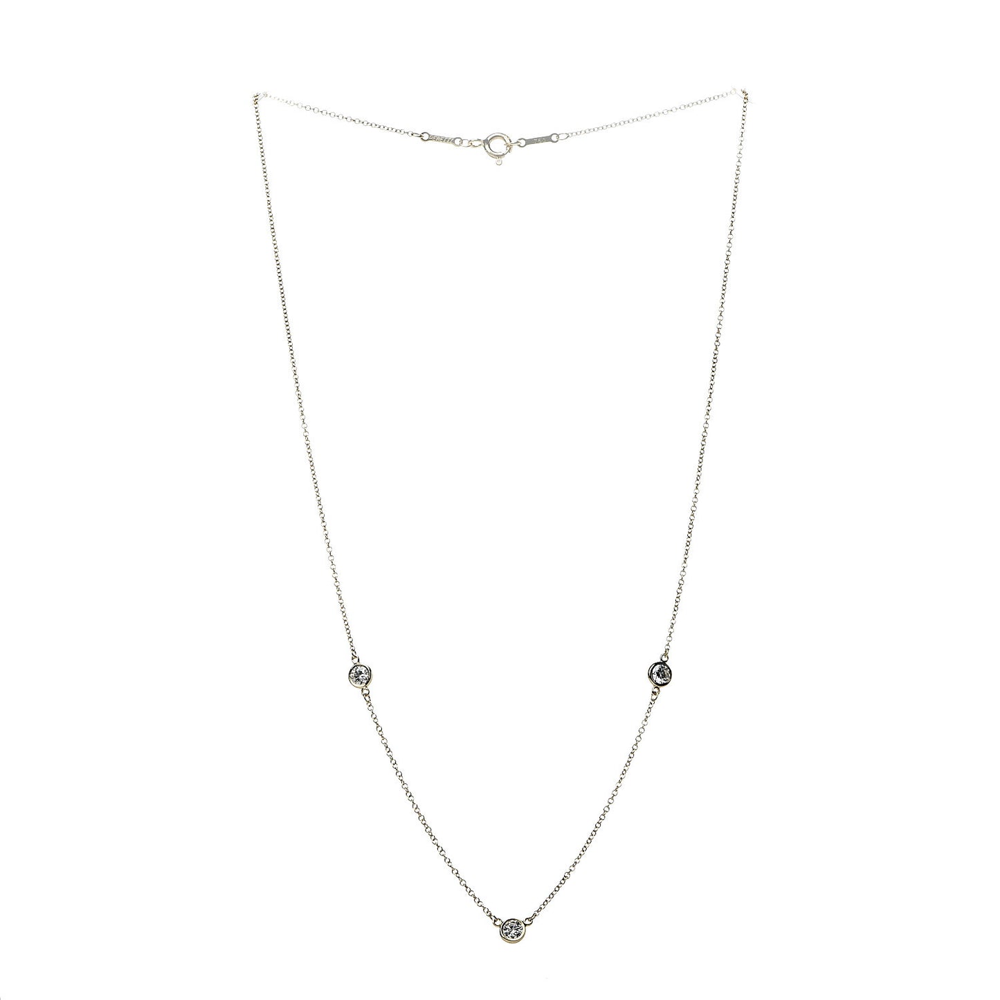 18K Yellow Gold 3 Station Diamonds by the Yard Necklace