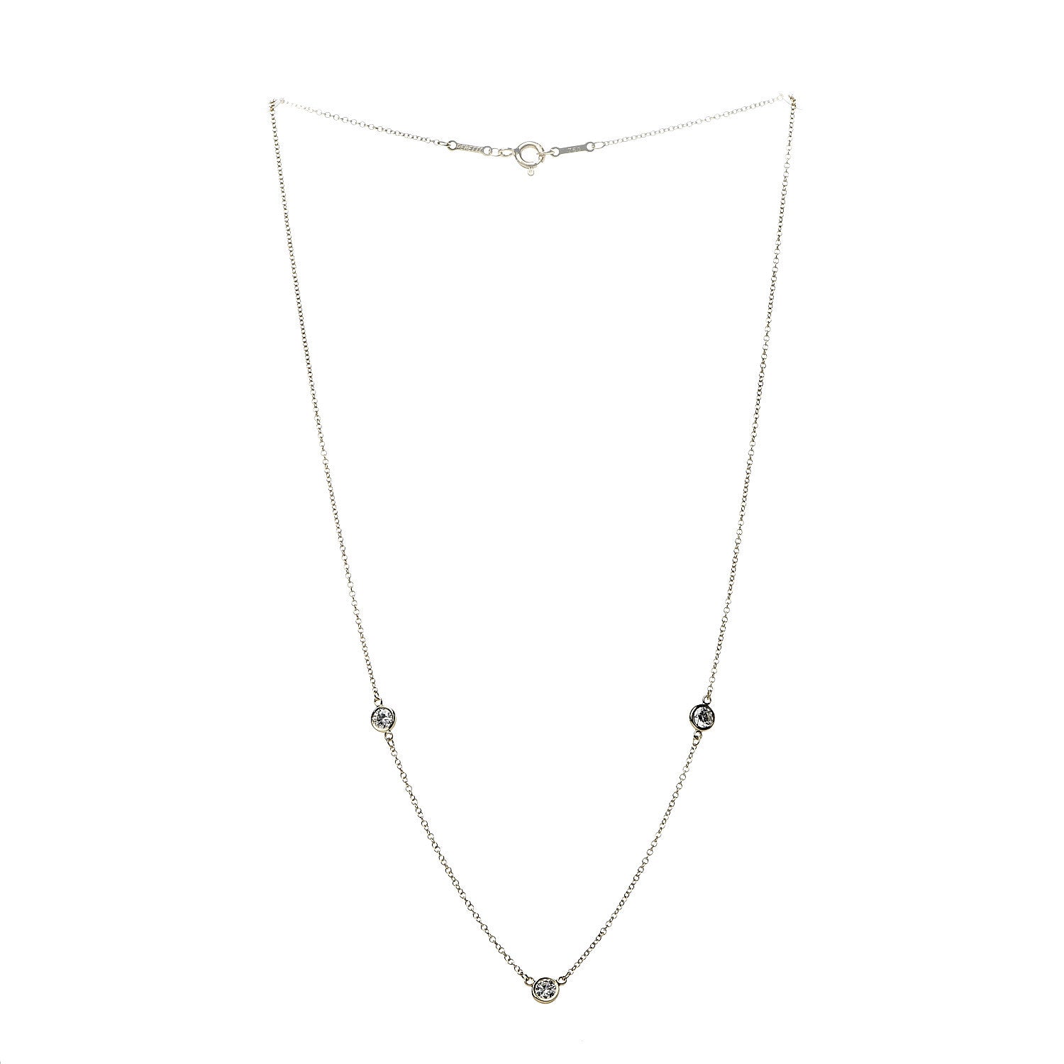 Tiffany 18K Yellow Gold 3 Station Diamonds by the Yard Necklace 2 of 6