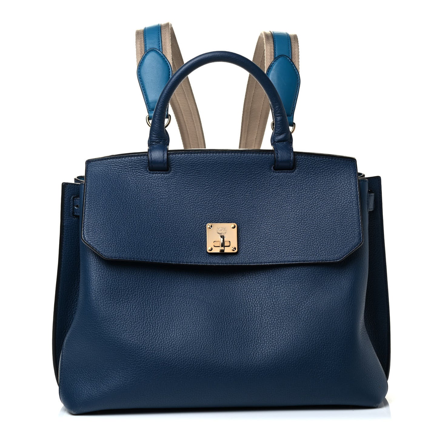 Grained Calfskin Large Milla Convertible Backpack Navy