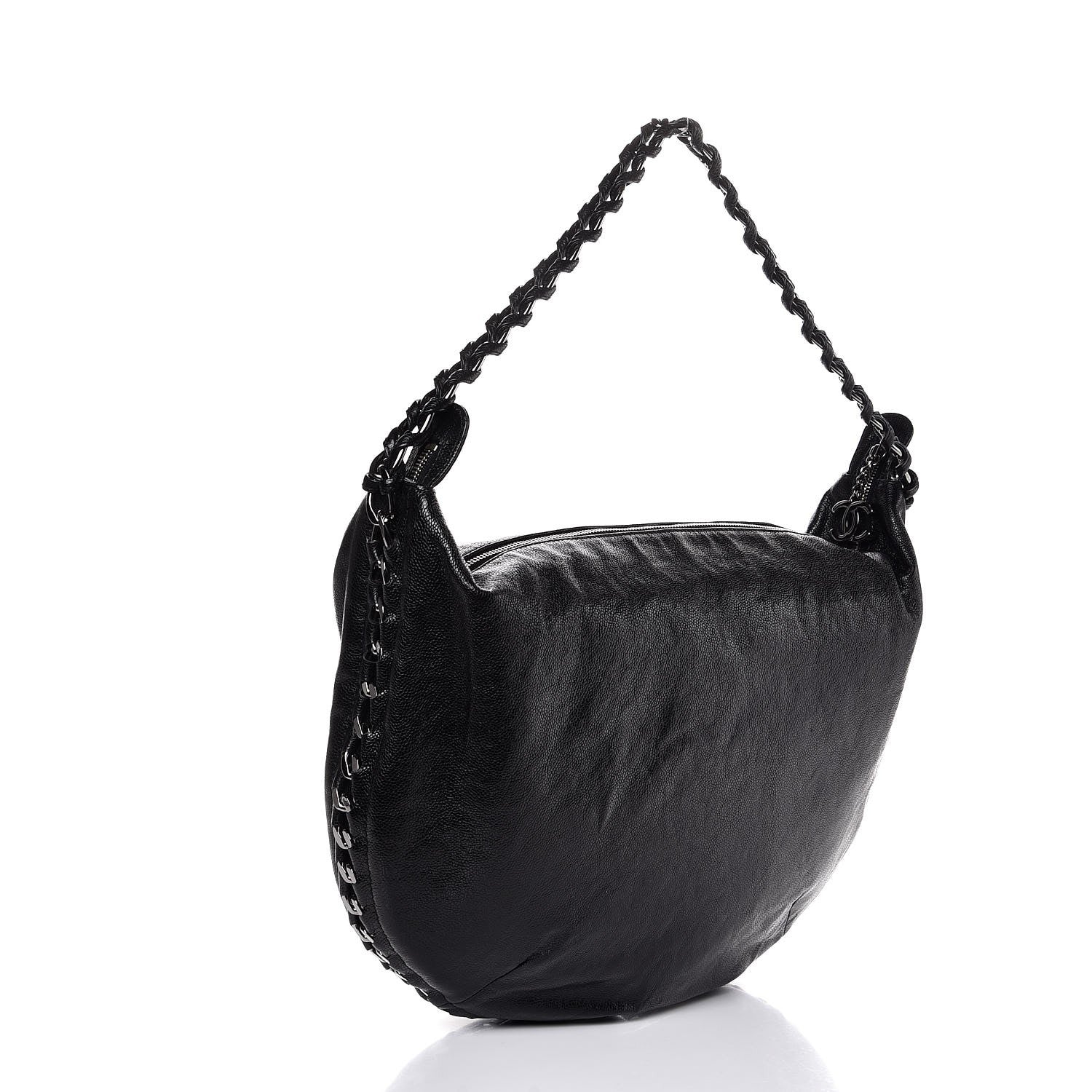 Chanel Glazed Caviar Modern Chain Hobo Black 4 of 8