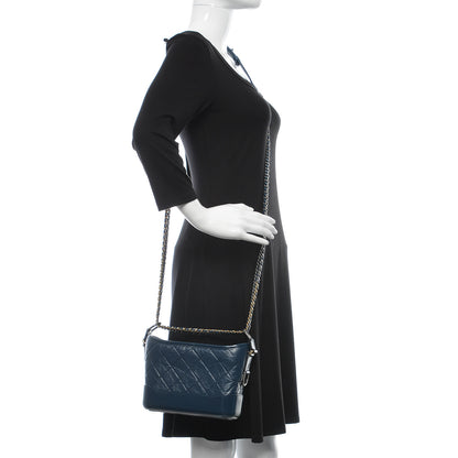Chanel Aged Calfskin Quilted Small Gabrielle Hobo Navy 2 of 9