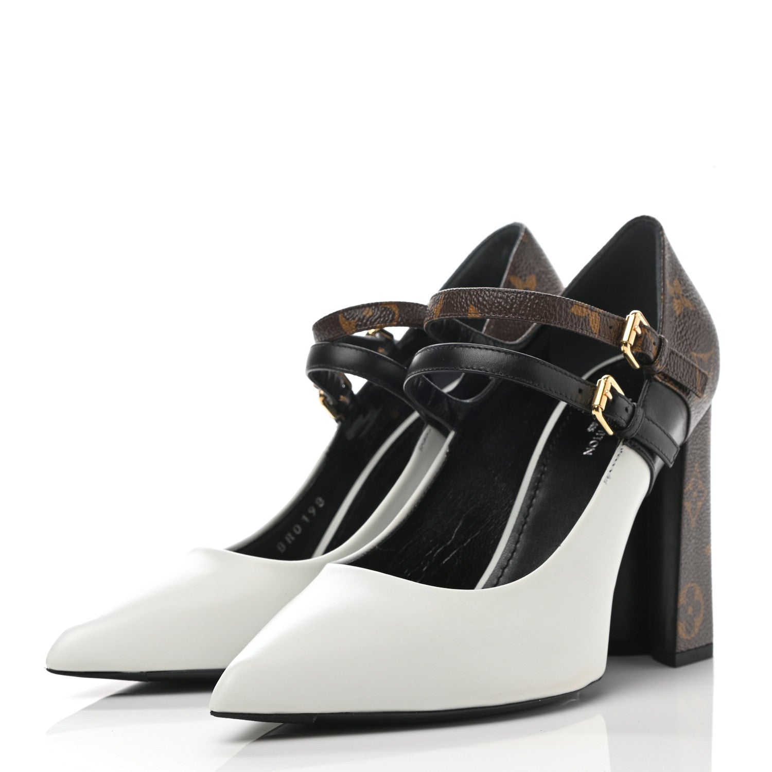 Louis Vuitton Calfskin Monogram Matchmake Strap Pumps 37 Black White 3 of 10