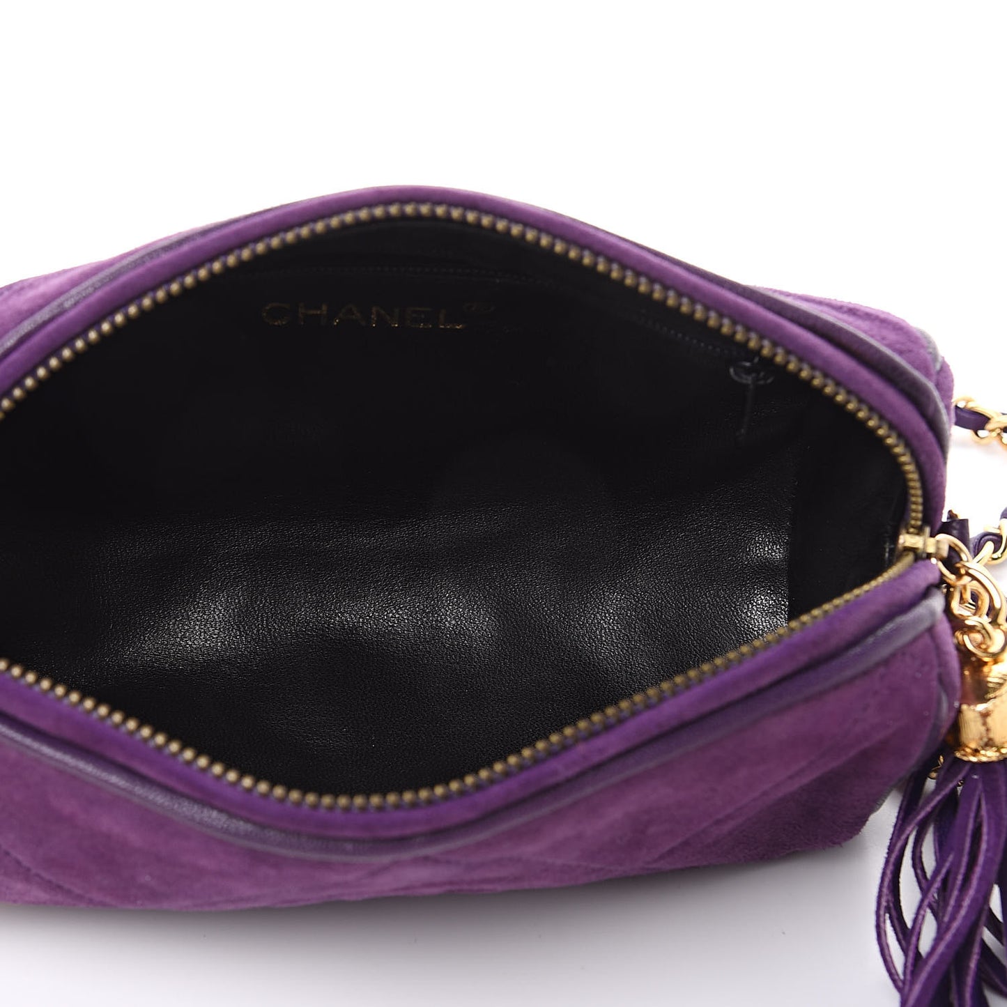 Suede Quilted Small Tassel Shoulder Bag Purple