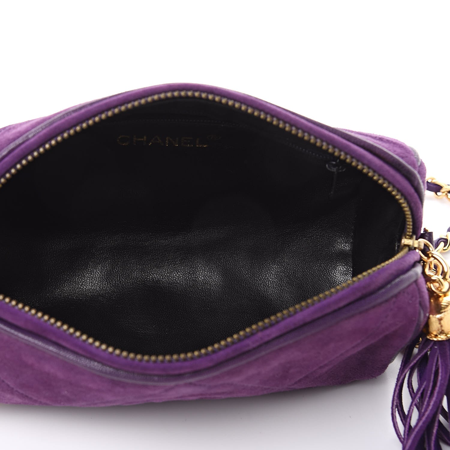 Chanel Suede Quilted Small Tassel Shoulder Bag Purple 5 of 11