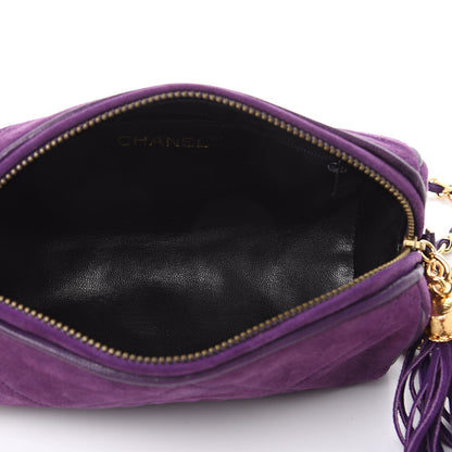 Chanel Suede Quilted Small Tassel Shoulder Bag Purple 5 of 11