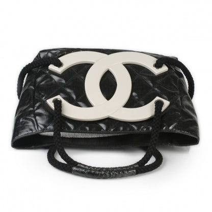 Chanel Coated Canvas Large CC Yacht Tote Black White 4 of 10