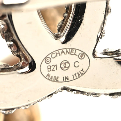 Chanel Chain Link Crystal CC Dog Tag Charm Necklace Gold 5 of 5