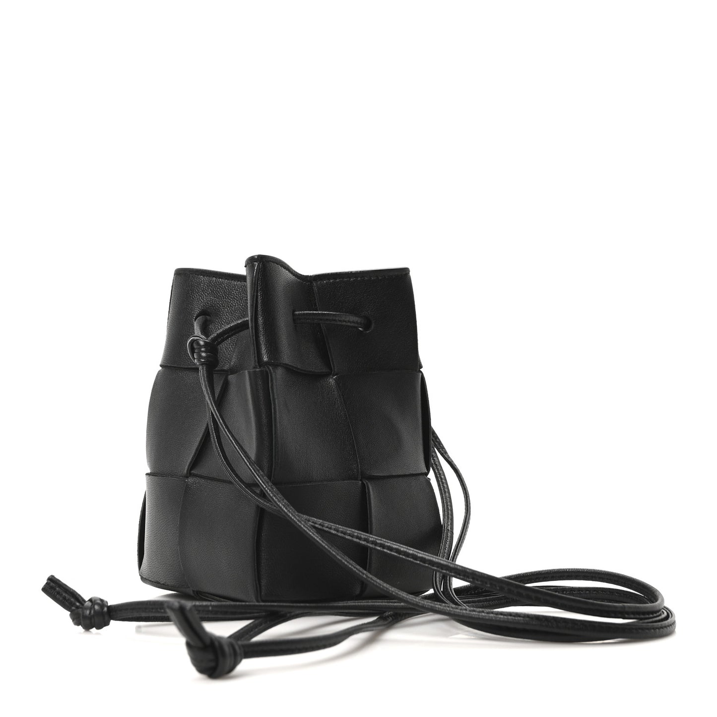 Nappa Maxi Intrecciato Mini Cassette Bucket Bag Black